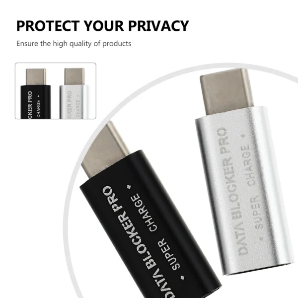 2 pcs data blocker usb type c adapter juice jacking prevention charging defender female usb c gender change hacking gadget
